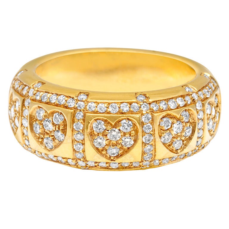 Diamond Gold Heart Motif Ring