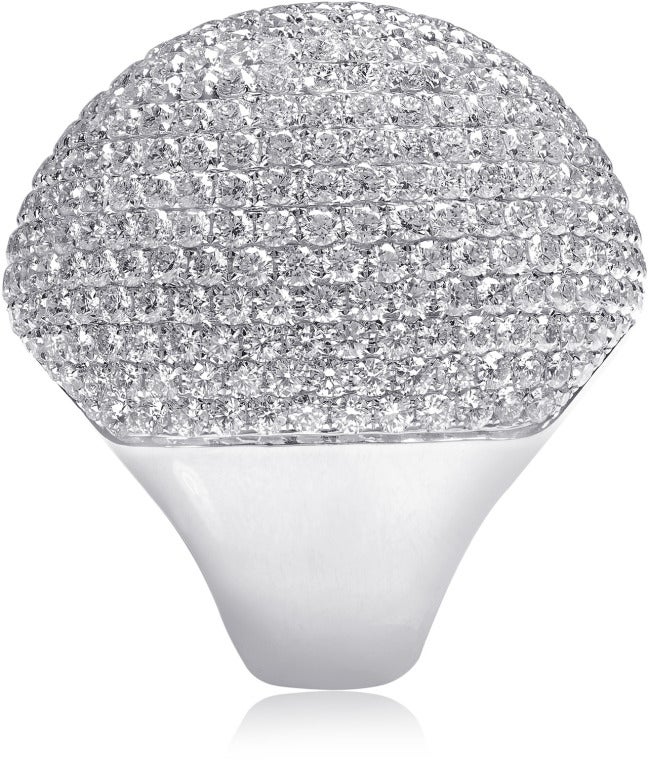 Contemporary Large Pave Bombe Dome Ring