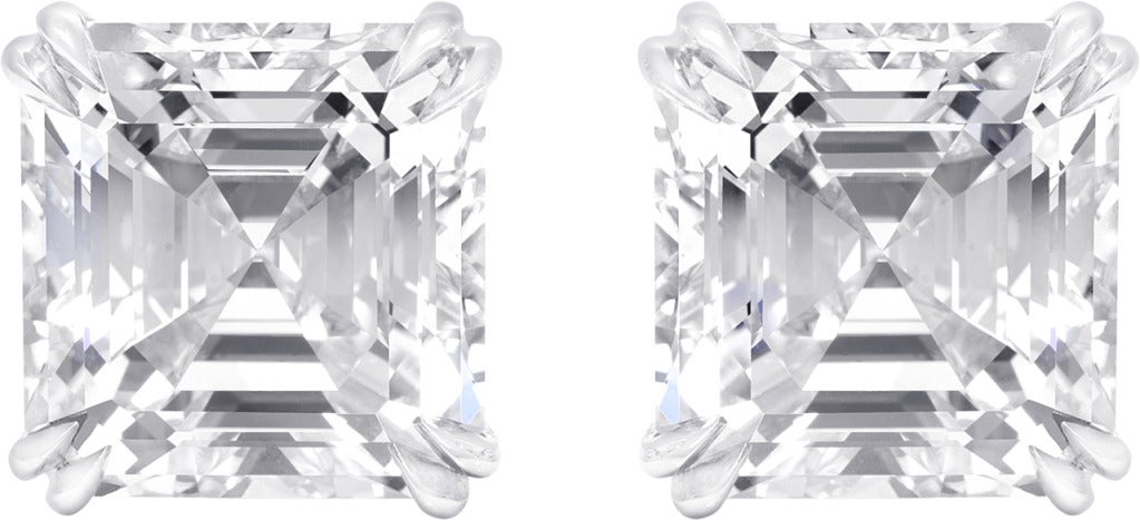 A perfect match in every way. The bottom match pair totals at 20.47 total carat weight. Both Diamonds are GIA certified.  Above are one carat diamonds each which allow for the bottom diamonds to drop perfectly.  All six diamonds are K color VS2 and
