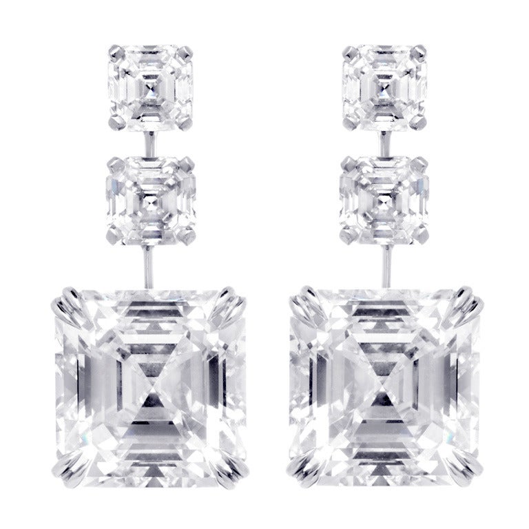 24.81 Carat Asscher-Cut Diamonds Earrings