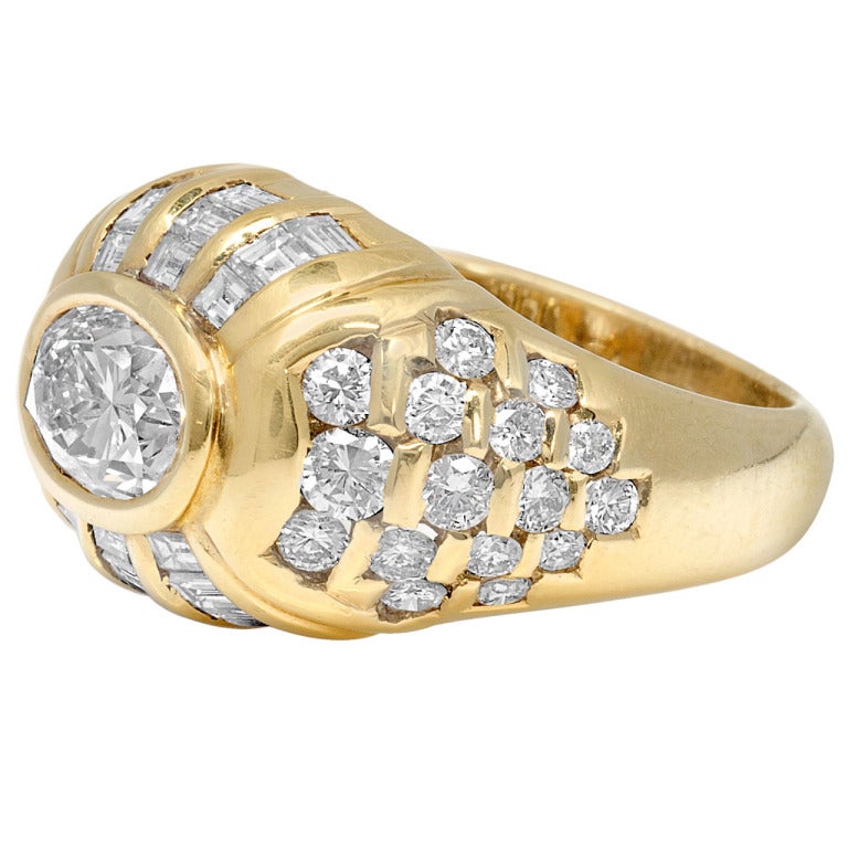 Diamond Gold Bombe Ring