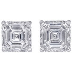 4.09 Carat Asscher-Cut Diamond GIA Stud Earrings