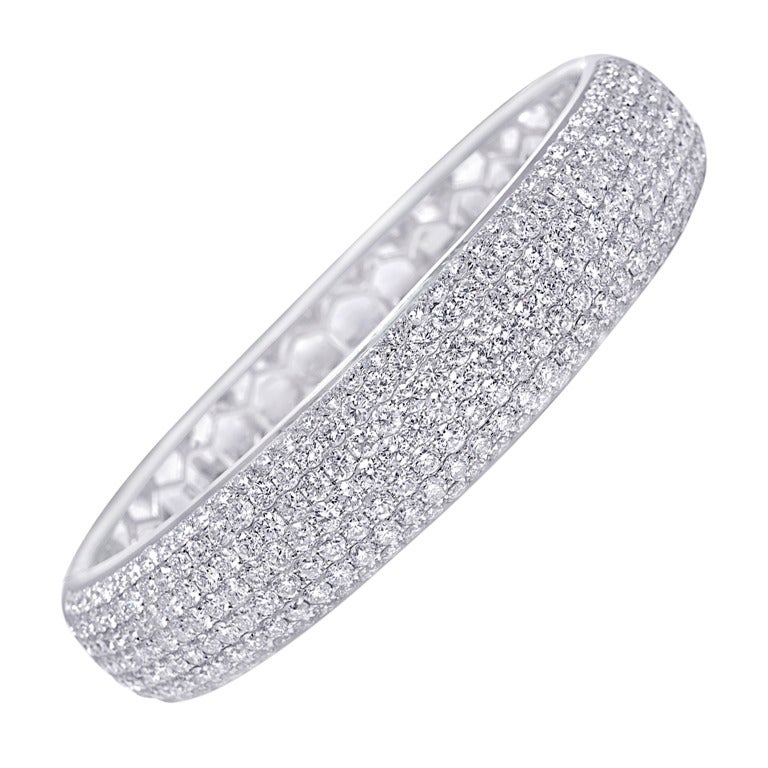 Stunning White Diamond Bangle For Sale