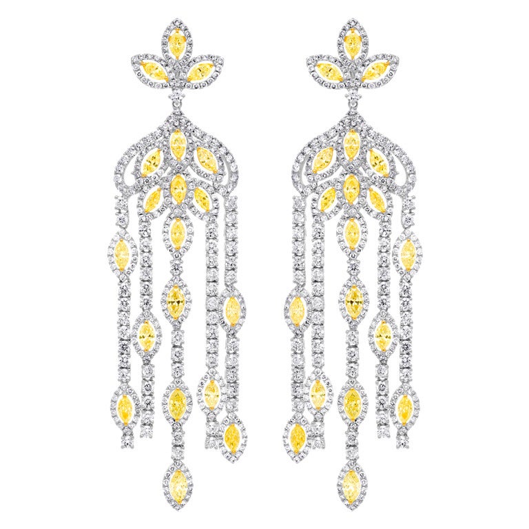 Dramatic Diamond Chandelier Earrings For Sale