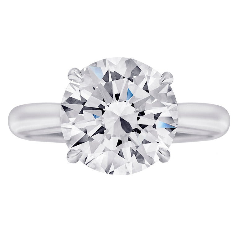 4 Carat Round Diamond Platinum Engagement Ring