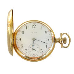 Elgin Gelbgold Ornate Box-Scharnier Hunter Fall Taschenuhr