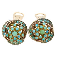 Persian Turquoise Gold Earrings