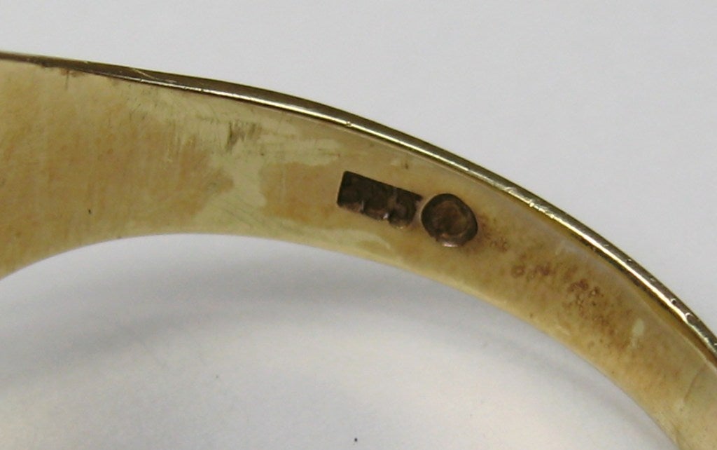 Mid Century Blue Beryl Gold Gentleman Ring 1