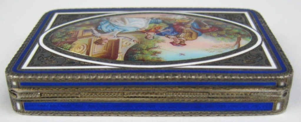 Deep Blue Guilloche Enamel Sterling Box 1