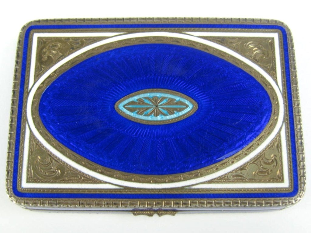 Deep Blue Guilloche Enamel Sterling Box 2