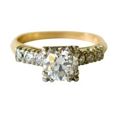 1930s 1.25 Carat Diamond Engagement Ring European Cut