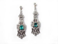 Art Deco diamond and emerald earrings