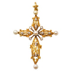 Art Nouveau gold cross