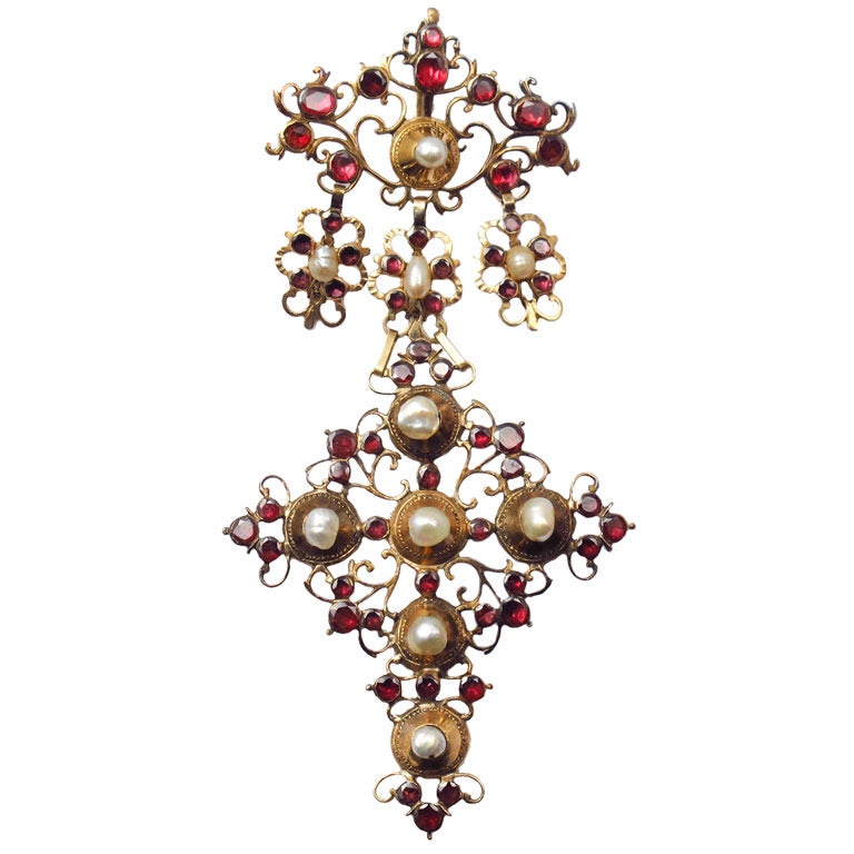 Pearl Garnet Cross