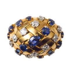 Sapphire Diamond Gold Cocktail Ring