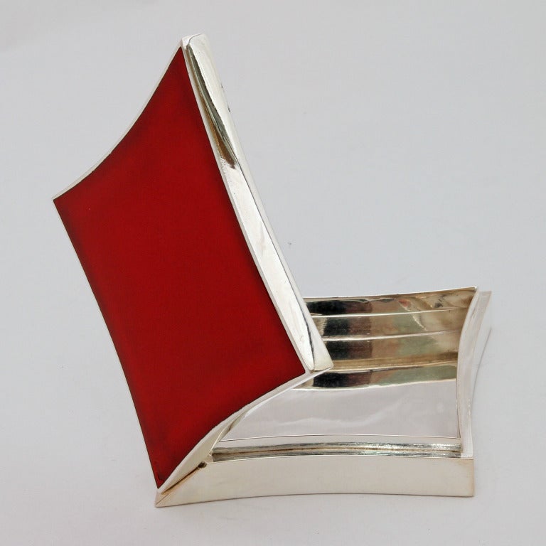 Contemporary Enameled Silver Card Suit Boxes For Sale