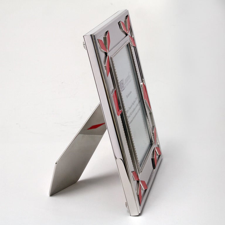 Contemporary Enthusiasm, enamelled and silver picture frame For Sale