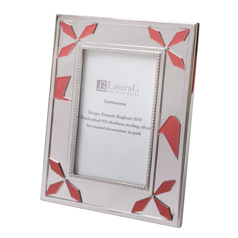 Enthusiasm, enamelled and silver picture frame For Sale