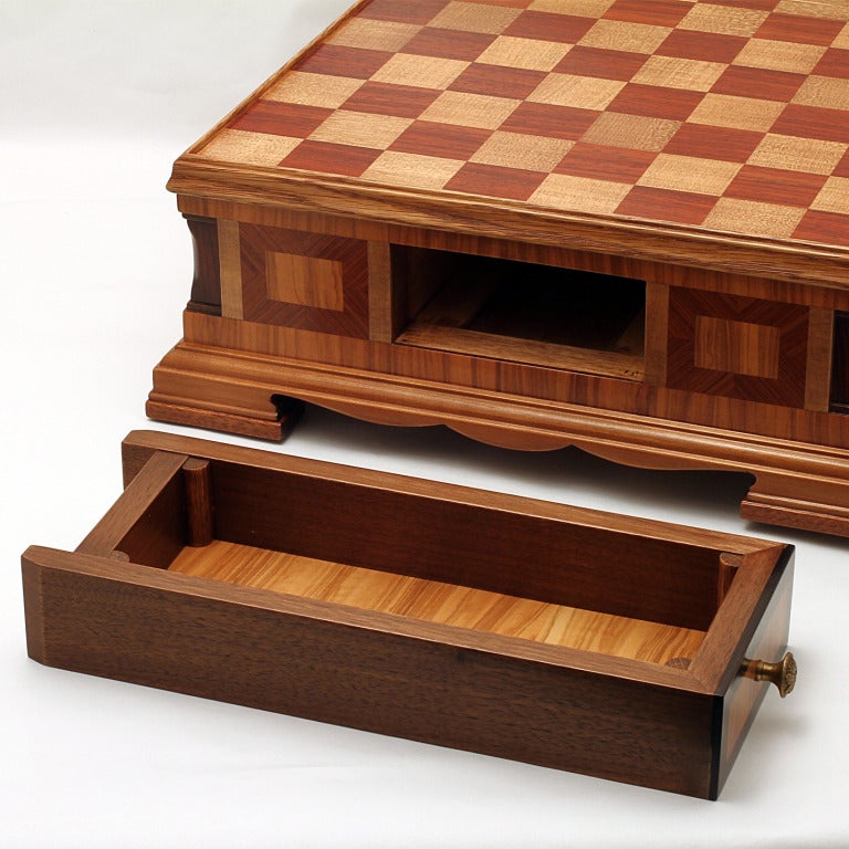 Contemporary Italian One of a Kind Fine Wood Inlay Checkerboard For Sale