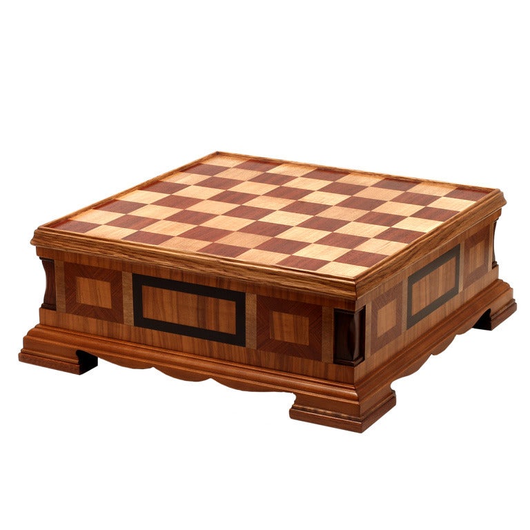 Italian One of a Kind Fine Wood Inlay Checkerboard For Sale