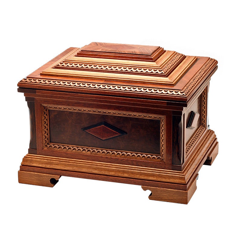 One of a Kind Handcrafted Wood Jewelry Box For Sale