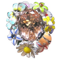 Dior Multicolor Enamel White Gold Ring Diorette Collection