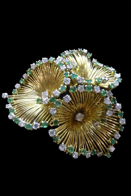 Women's Large Emerald Diamond Brooch