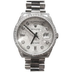 Rolex White Gold and Diamond Day-Date Wristwatch