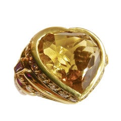 repossi heart ring Citrine and diamonds yellow gold ring signed by Repossi.