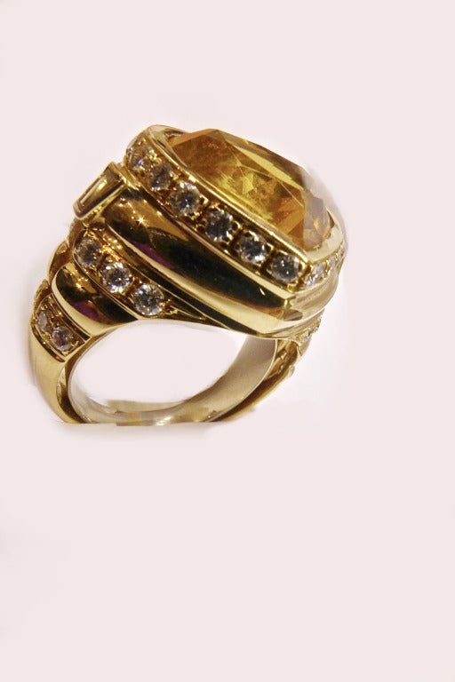 Citrine and diamonds yellow gold ring signed by Repossi. at 1stDibs
