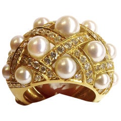 Chanel Ring Set with Diamonds and Pearls