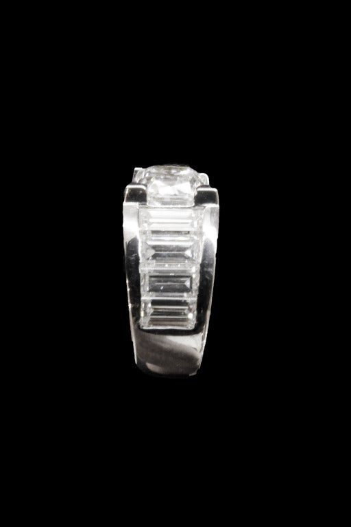 White gold ring set with a 2.59 carat cushion shaped diamond. 2