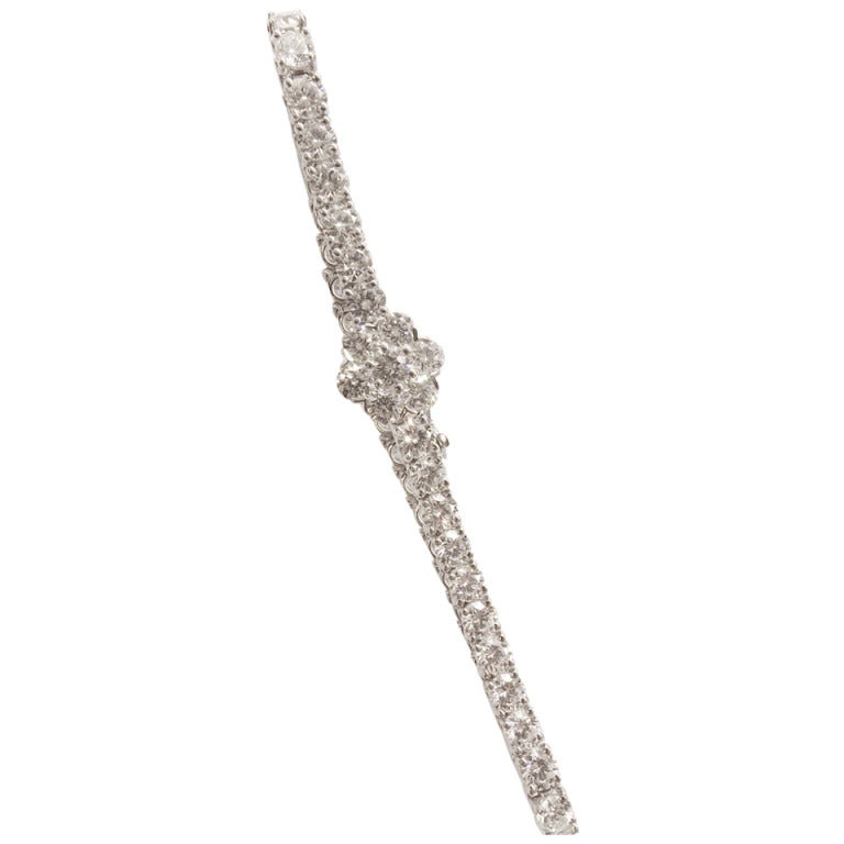 Van Cleef & Arpels Diamond White Gold Tennis Bracelet