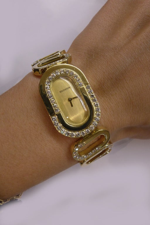 Boucheron Lady's Yellow Gold and Diamond Bracelet Watch circa 1970s 4