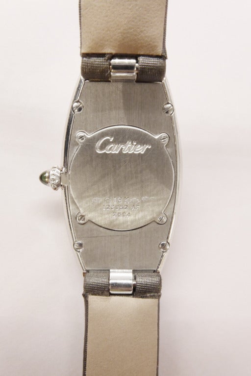 Women's Cartier Lady's White Gold Baignoire Allongee Wristwatch For Sale