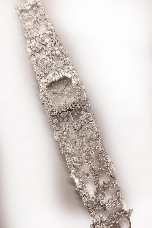 Meister Lady's White Gold and Diamond Bracelet Watch In Excellent Condition In Paris, IDF
