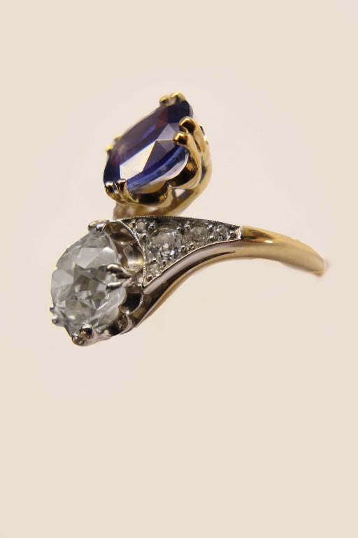 Belle Epoque Diamond Sapphire Crossover Ring