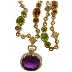 Cartier Multi colored stone and diamonds  necklace.