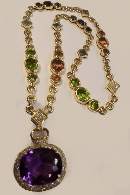 Cartier Multi colored stone and diamonds  necklace. In Excellent Condition In Paris, IDF