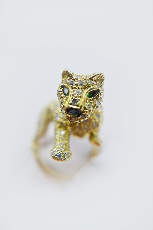 Cartier Panther yellow gold ring set with diamonds. 4