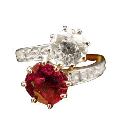 Belle Epoque Diamond and Ruby Crossover Ring.