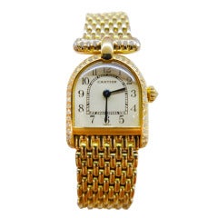 Vintage Cartier Lady's Yellow Gold and Diamond Wristwatch
