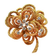Van Cleef & Arpels Diamond Yellow Gold Flower Brooch