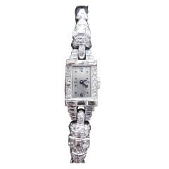 Art Deco Lady's Platinum and Diamond Bracelet Watch