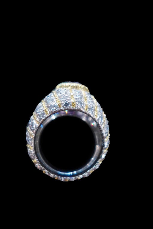 Buccellati Sapphire Diamond White and Yellow Gold Ring In Excellent Condition In Paris, IDF