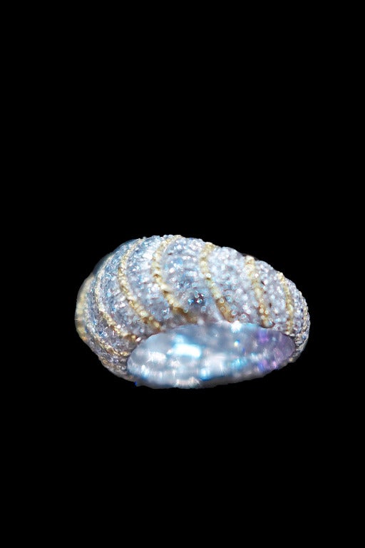 Women's Buccellati Sapphire Diamond White and Yellow Gold Ring