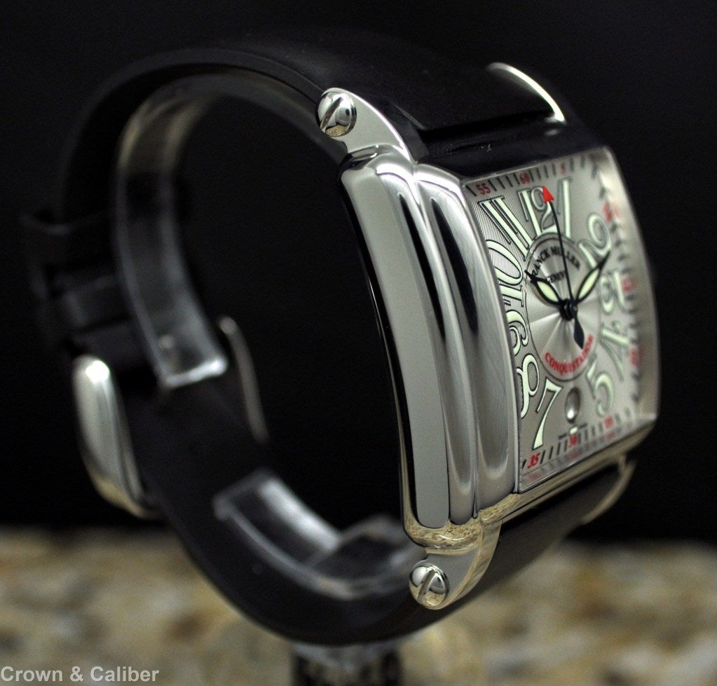 Franck Muller Stainless Steel Conquistador Cortez Wristwatch

Brand: Franck Muller
Series: Conquistador Cortez
Model Number: 10000H SC
Dial Window: Sapphire Crystal
Dial: Silver-White
Case Material: Stainless Steel
Case Width (without