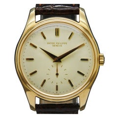 Patek Philippe Yellow Gold Wristwatch with Porcelain Dial Ref 2526