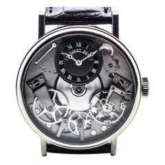 Breguet White Gold Tradition Wristwatch with Black Skeleton Dial