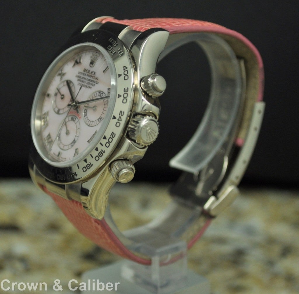 Men's Rolex White Gold Daytona Wristwatch with Pink Mother-Of-Pearl Dial Ref 116519